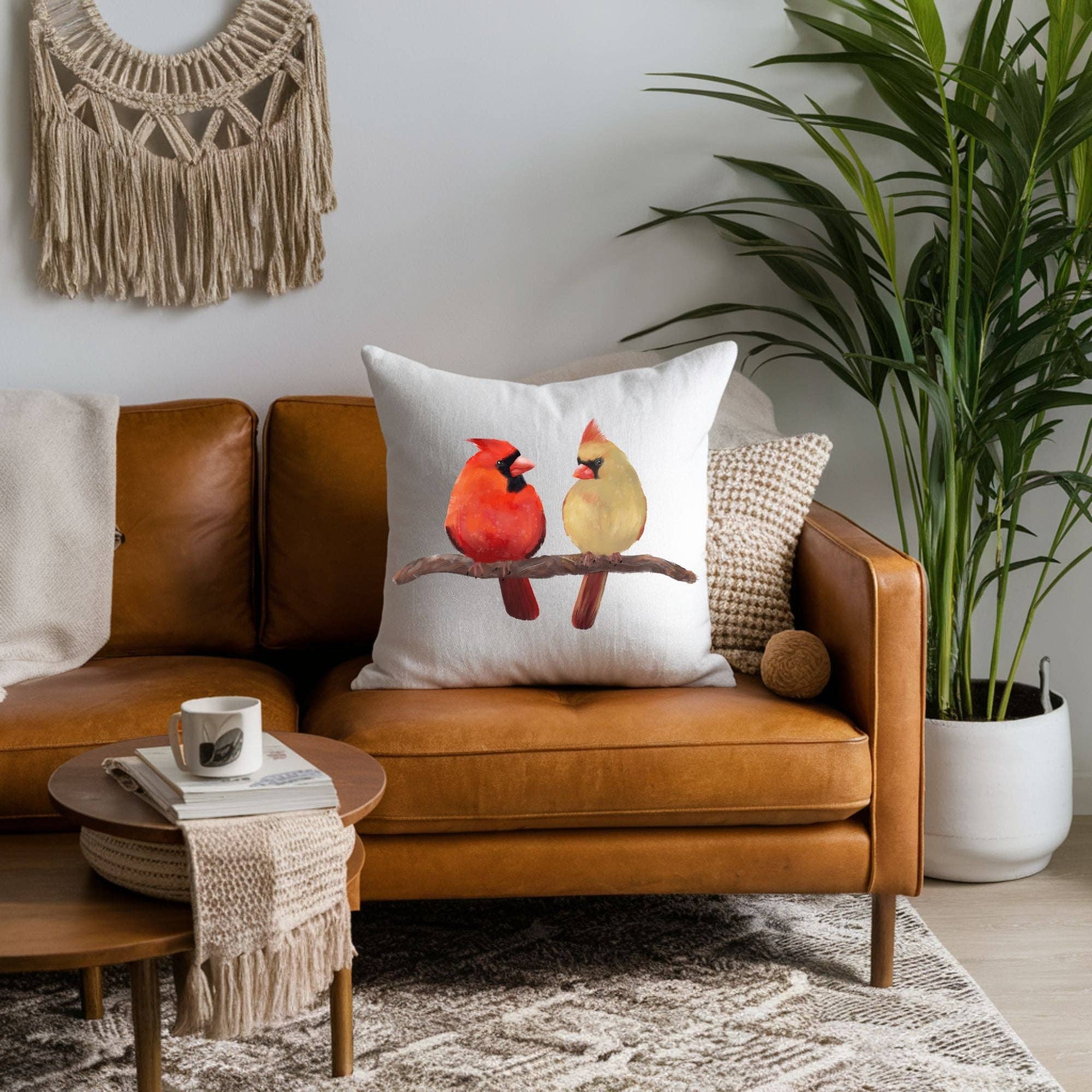 MerikaArt - Wholesale Throw/Decorative Pillow - Northern Cardinal Pair Bird Pillow2