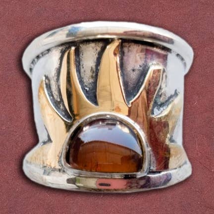 Sun Ring w/ Amber and Gold Rays for wholesale by Tidepool