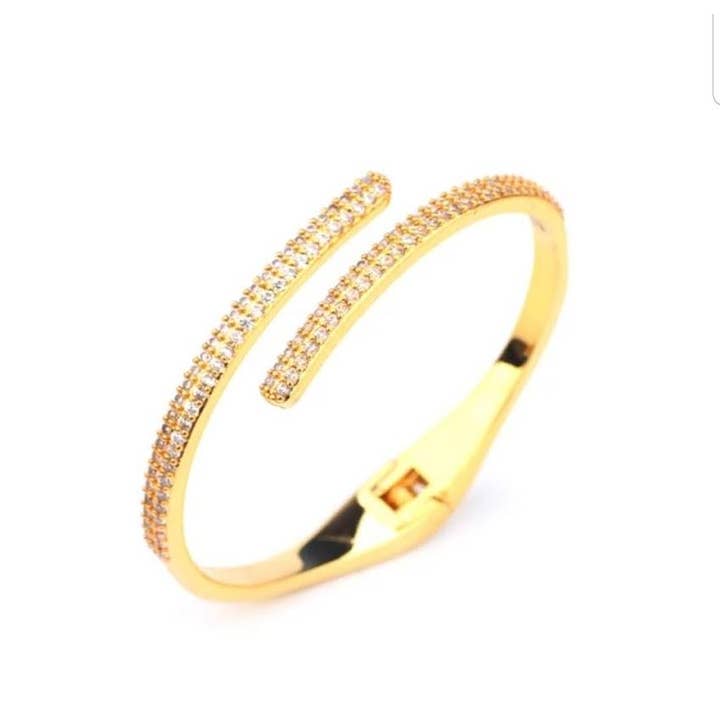 Diamond Veneer Travel Jewelry - Vendita all'ingrosso Bracciale a polsino - Cinturino a cerniera in acciaio inossidabile con zirconia cubica Face of Zirconite