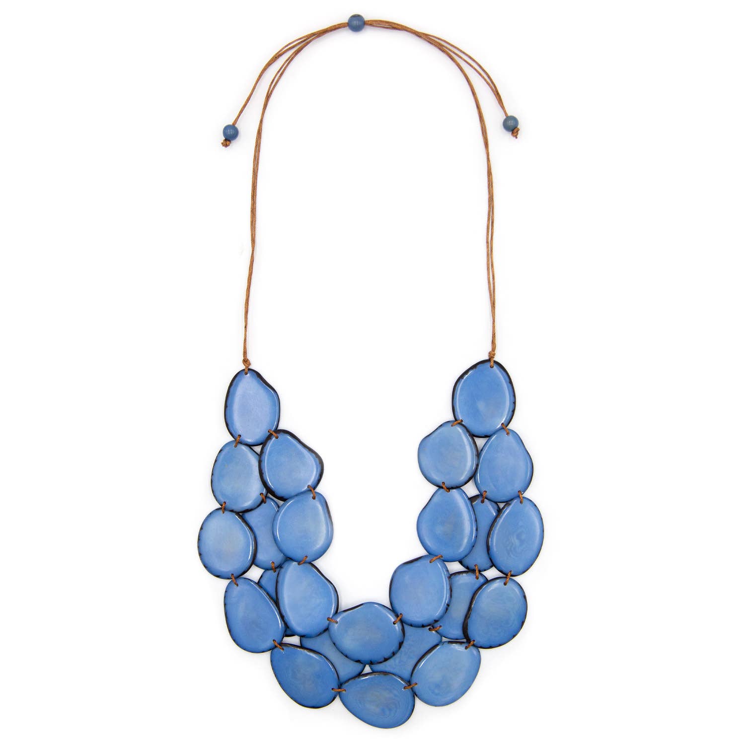 Organic Tagua Jewelry - Vente Collier de perles - Collier Amigas avec tranches plates de tagua superposées5