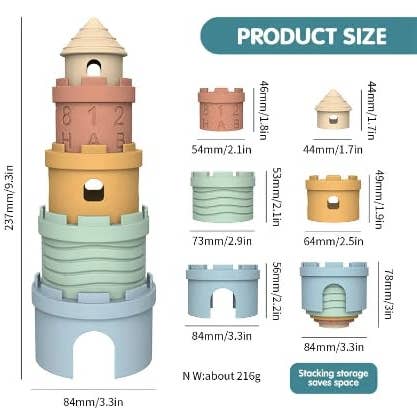 Janee Rose - Wholesale Stacking Rings Game - Baby - Montessori Educational Stacking Castle Toy