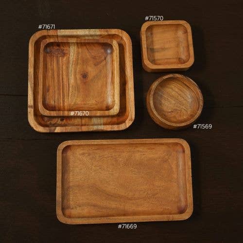 India Handicrafts Inc - Wholesale Condiment/Dip Bowl - Rounded Square Wooden Nut/Dip Bowl4
