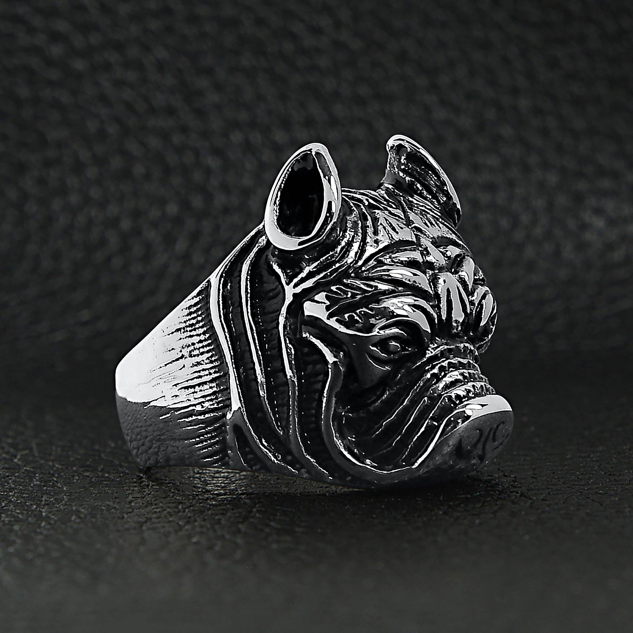 WJW - Wholesale Cocktail/Statement Ring - Stainless Steel Pit Bull Dog Ring4
