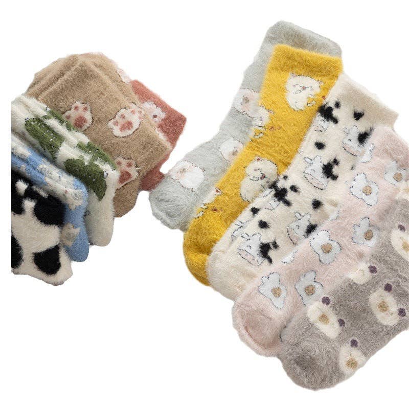 Gohobi （We cover U.S. import duties） - Vente Chaussettes – femme - Chaussettes en polaire Gohobi avec animaux mignons12