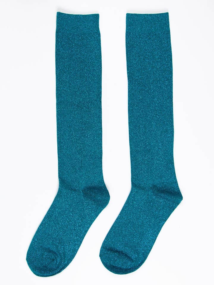 Sock Talk - Wholesale Socks - Women's - Women's Knee High Glitter Socks - Teal0