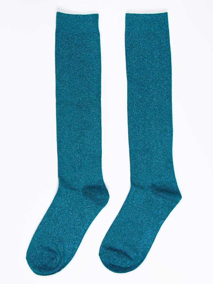 Sock Talk - Wholesale Socks - Women's - Women's Knee High Glitter Socks - Teal