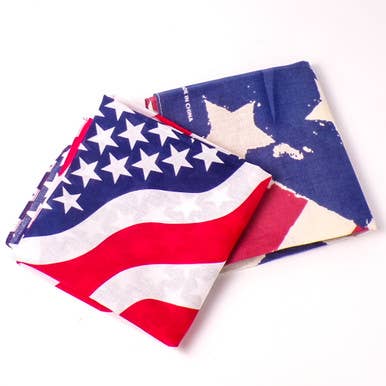 Mid America – wholesale Bandana – Unisex – 22" Pre-Washed American Flag USA Bandanas - 6ct0