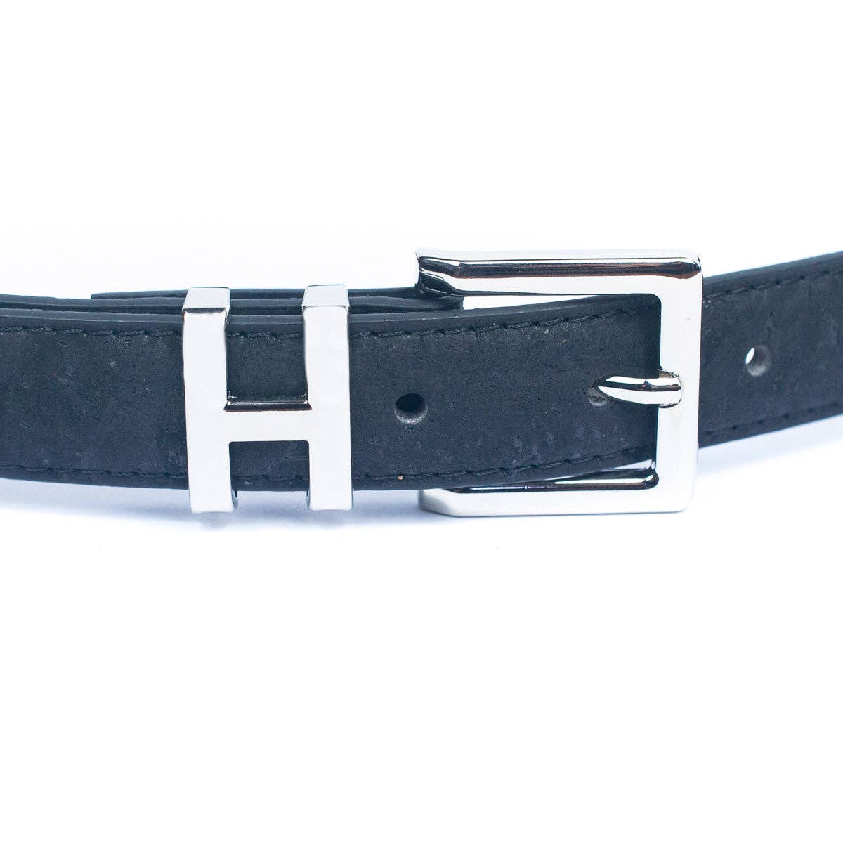 Meninas Bonitas Cork – wholesale Belt – Women's – Double-Sided Cork Belt with H Logo Design, Women's Silver L-10044