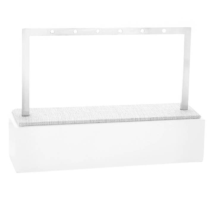3 Tier Earring Display Rack Stainless Steel Gray Linen and Glossy White Finish for wholesale by Lauren G Adams