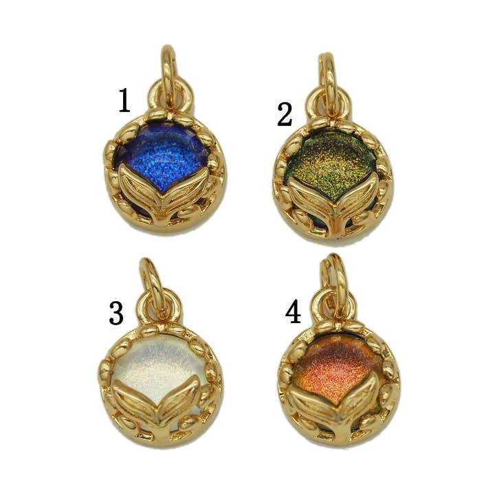 Gold Colorful Heart Crystal On Round Charm, Sku#Y706 for wholesale by BestBeads&Beyond