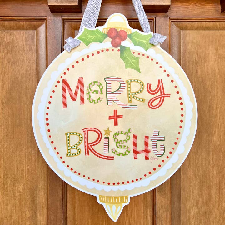 Merry and Bright Door Hanger for wholesale by Songbird Grove Collection