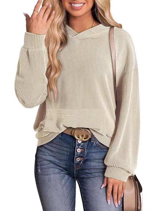 safistyle - Wholesale Sweatshirt - Women's - Loose Twisted Hooded Long Sleeve Sweatshirt6