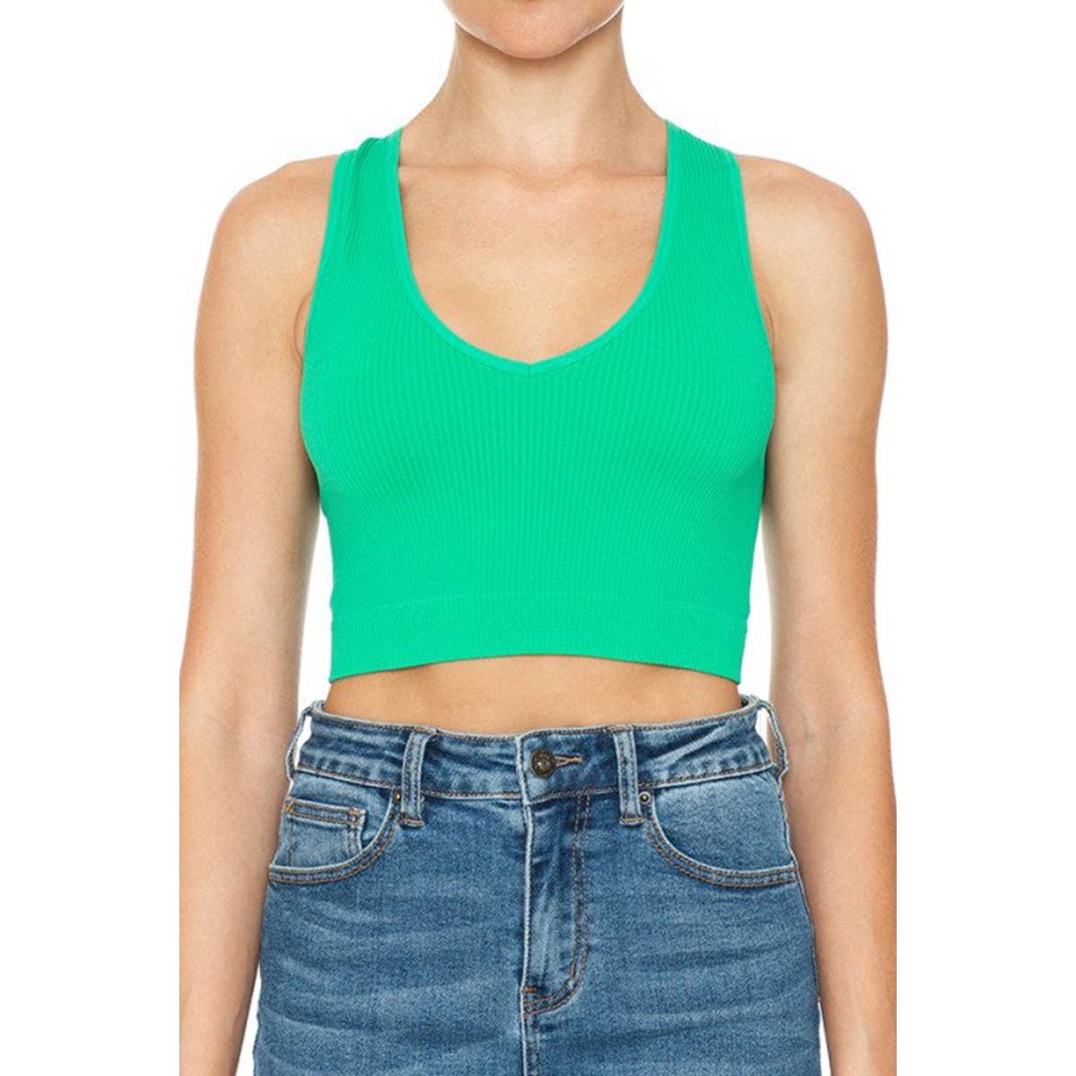 Timeless – wholesale Tank top – Women′s – Deep V Neck Ribbed Seamless Crop Tank Top9