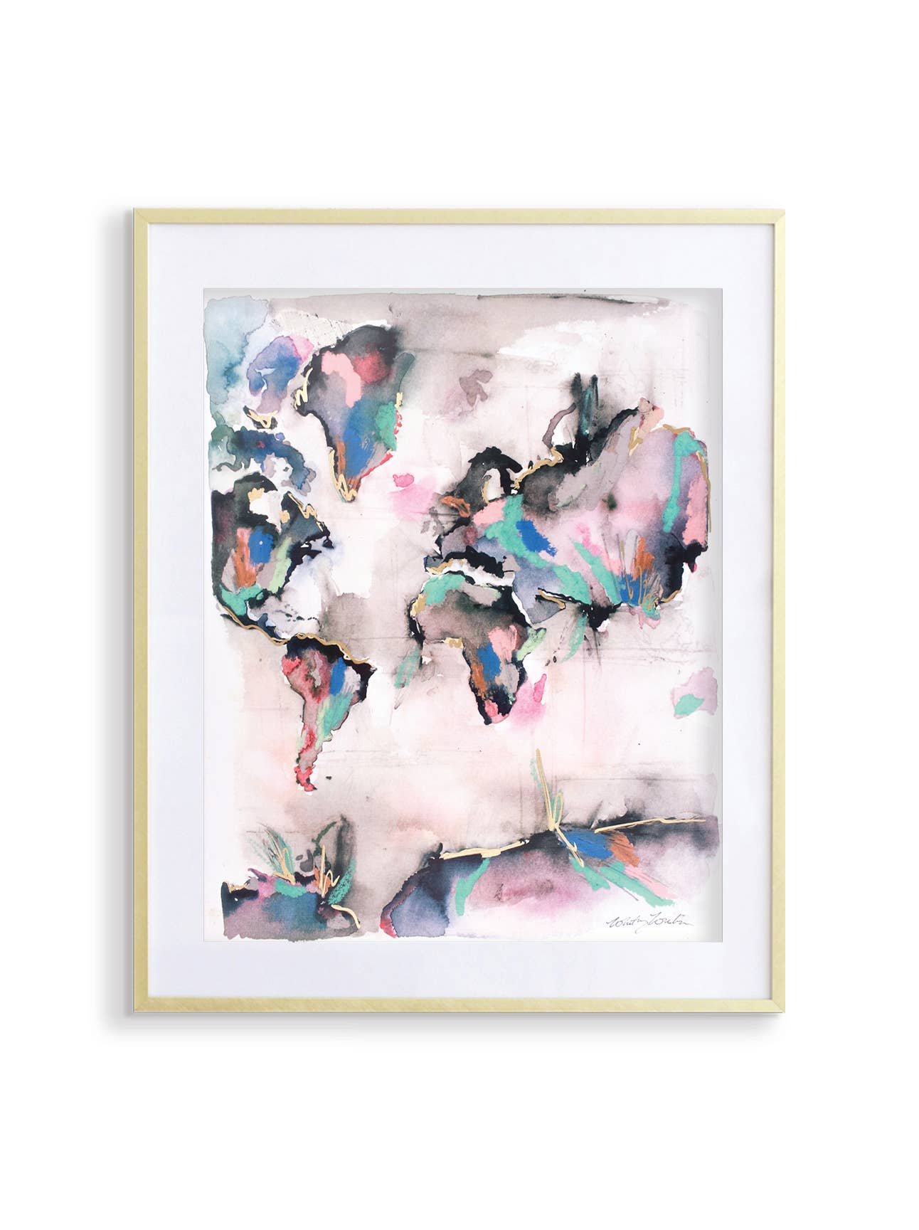 Textured World Map Print for wholesale by Whitney Winkler