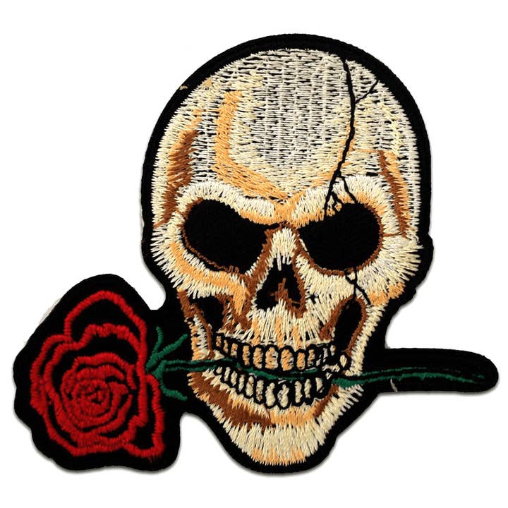 Strijkapplicatie - schedel met roos voor wholesale door Catch the Patch