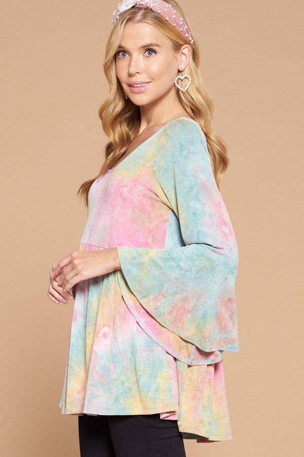 Emerald Collection – Engroshandel Tunika - Dame – ETK-8224 Tie Die Babydoll Tunika Top2