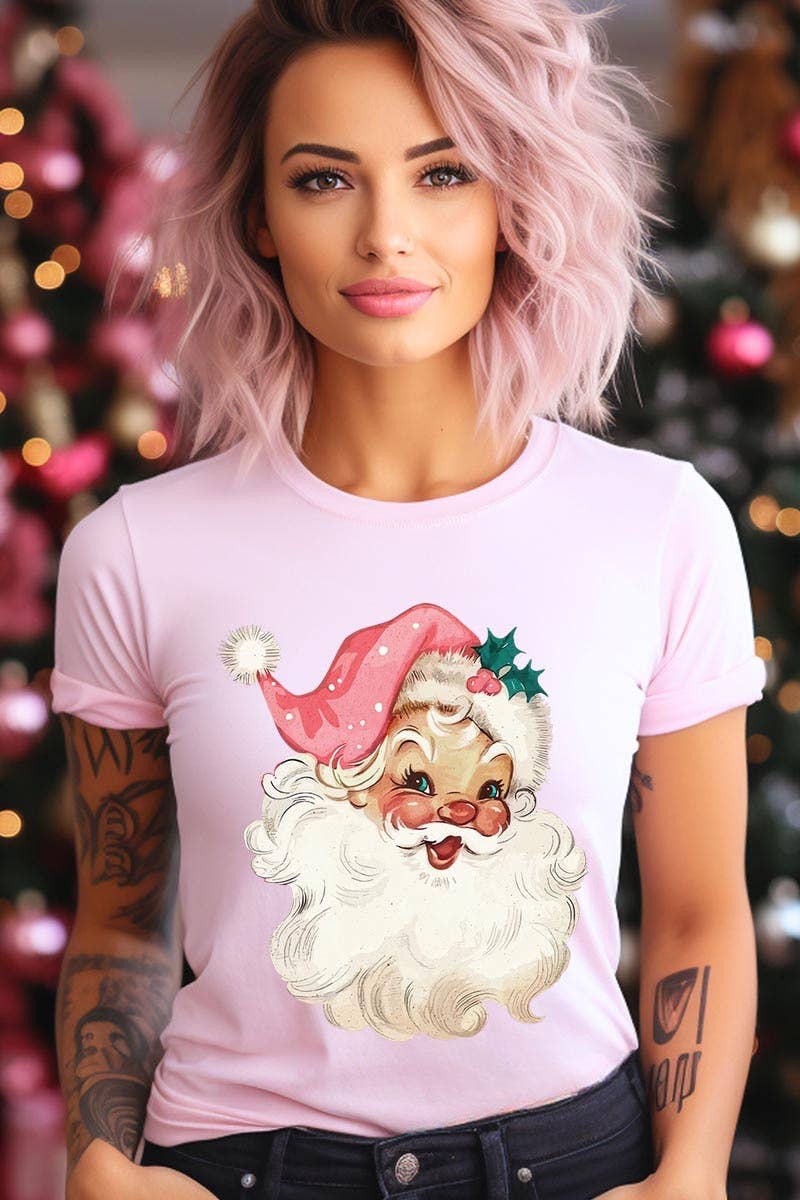 COLORBEAR – wholesale Grafisk T-shirt - Unisex – Retro Rosa Jultomtegrafisk T-shirt19