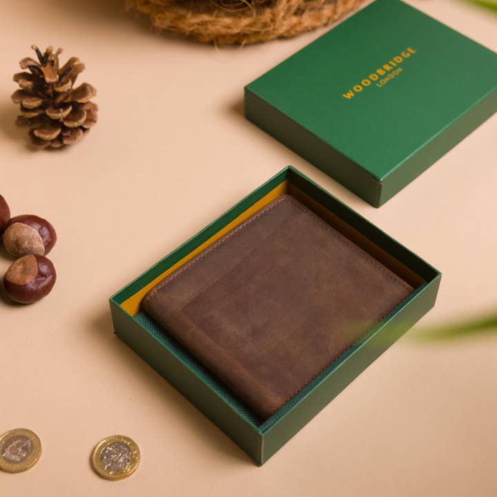 Redbrick - Wholesale Portemonnee - Heren - Woodbridge herenportemonnee van ruw bruin leer met dubbele vouw7