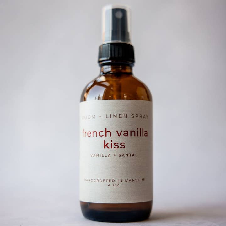 French Vanilla Kiss Room + Linen Spray for wholesale by Dogkind Candle Co