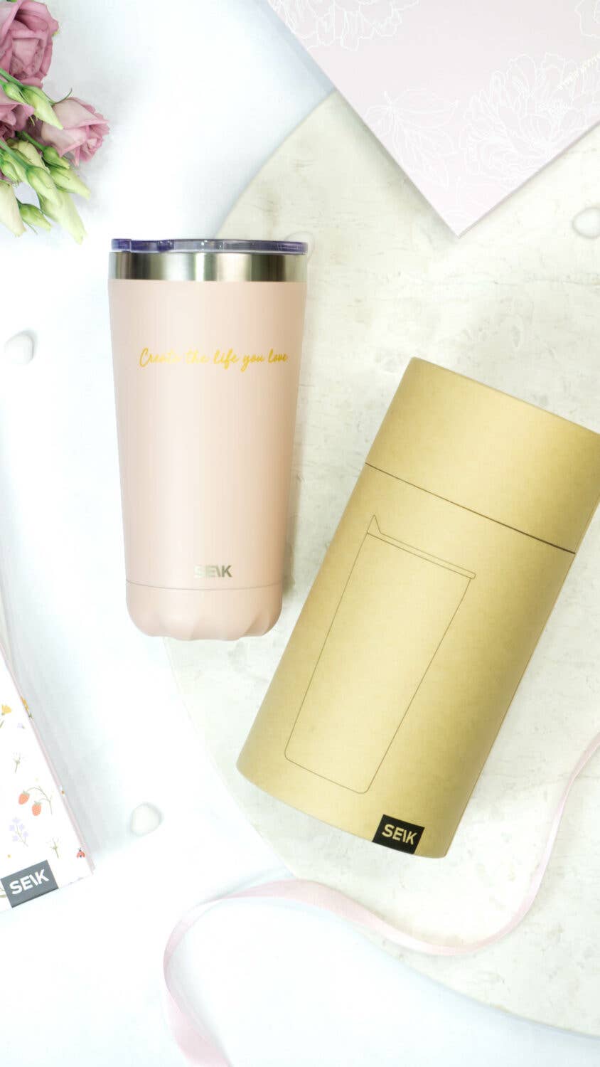 Pink Thermos/coffee cup - todays good mood is sponsored by... for wholesale on Faire2