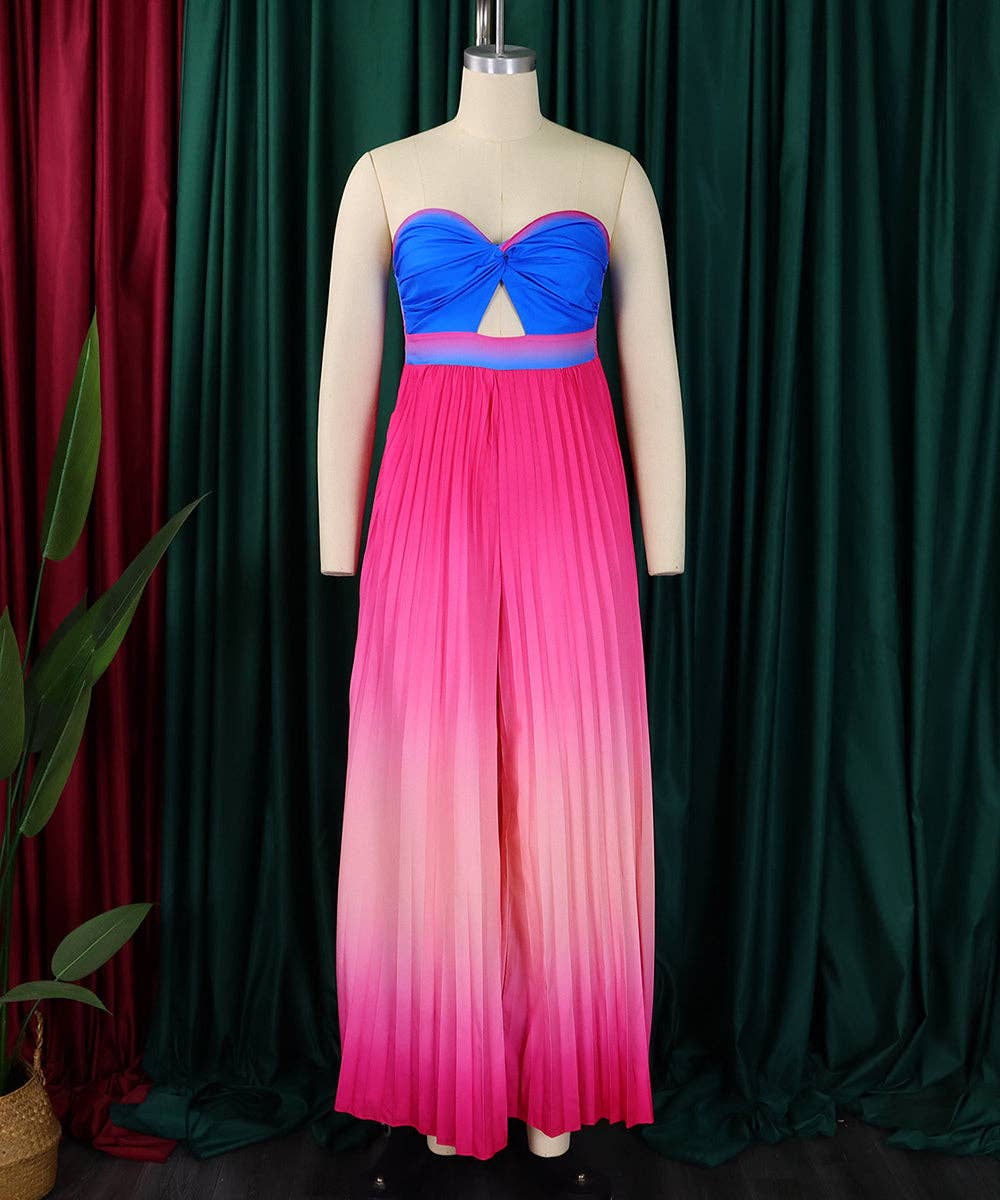 Aria Romance - Wholesale Jumpsuit - Women's - Gradient Strapless Wide-Leg Jumpsuit3