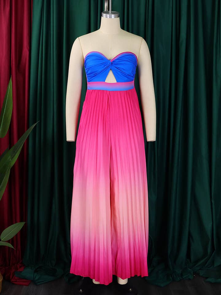 Aria Romance - Wholesale Jumpsuit - Women's - Gradient Strapless Wide-Leg Jumpsuit3