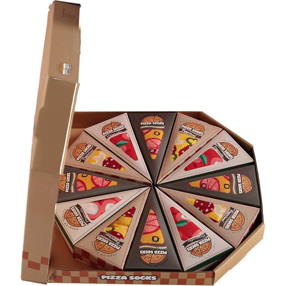 TRAAGOODS.COM – Großhandel Socken - Unisex – Pizza-Socken-Box mit 12 Punkten2