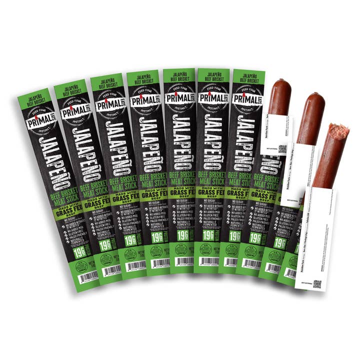 Primal Eats 100% Grass-Fed Jalapeno Brisket Stick 20ct for wholesale by Primal Eats