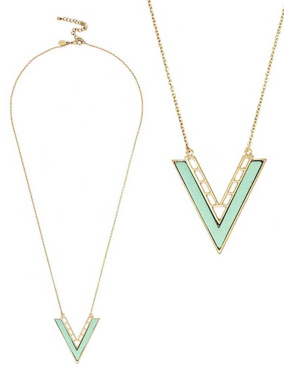 ( R210 ) CHEVRON PENDANT LONG NECKLACE for wholesale by Jewelry Max