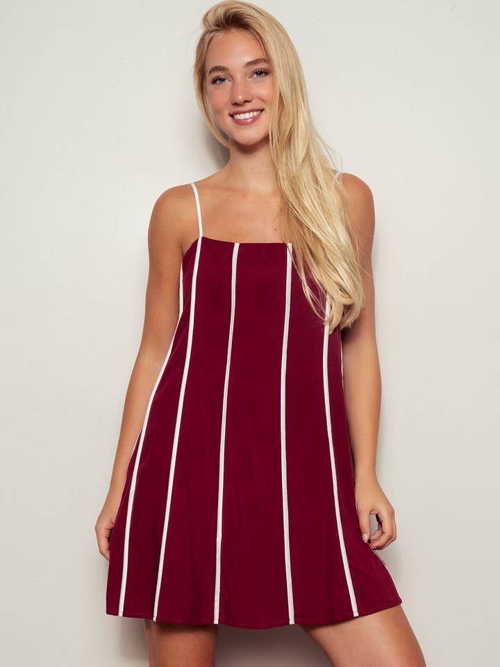 Urban Daizy - Wholesale Dress - Women's - Striped A-Line Mini Dress1
