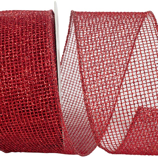 Micro Mesh Glitter Metallic Wired Edge Ribbon, Red XXX for wholesale by RELIANT RIBBON