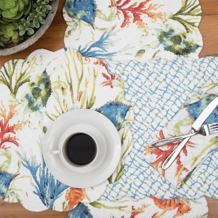 C&F Home - Wholesale Dinner & Cloth Napkin - Marino Reversible Colorful Coastal Napkin2