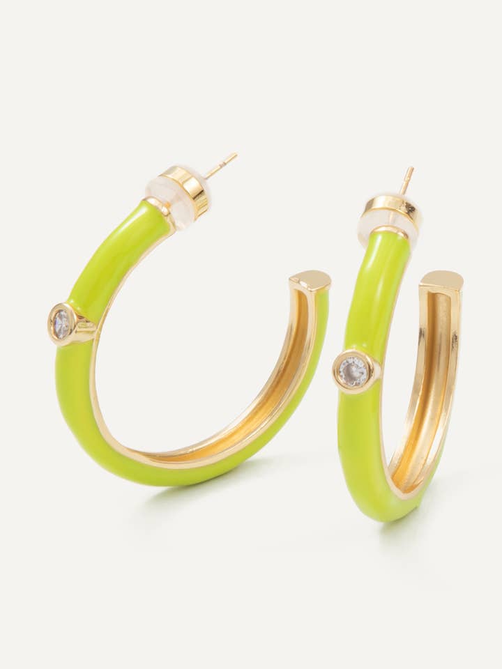 Kenny Oorbellen - Goud Neon Geel voor wholesale door Melania Clara