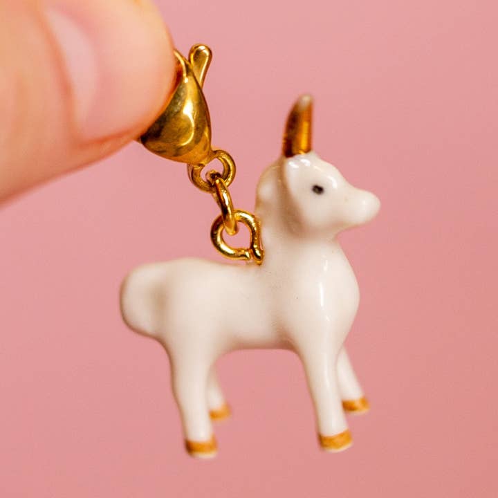 Unicorn Charm for wholesale by Camp Hollow Porcelain Animal Treasures