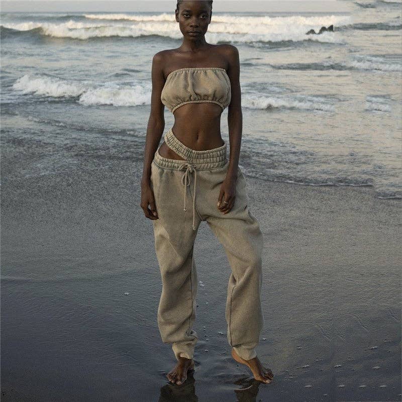 FurDecoration - Wholesale Lounge Set - Women's - Solid Color Low Waist Long Pants Hoodie Set4