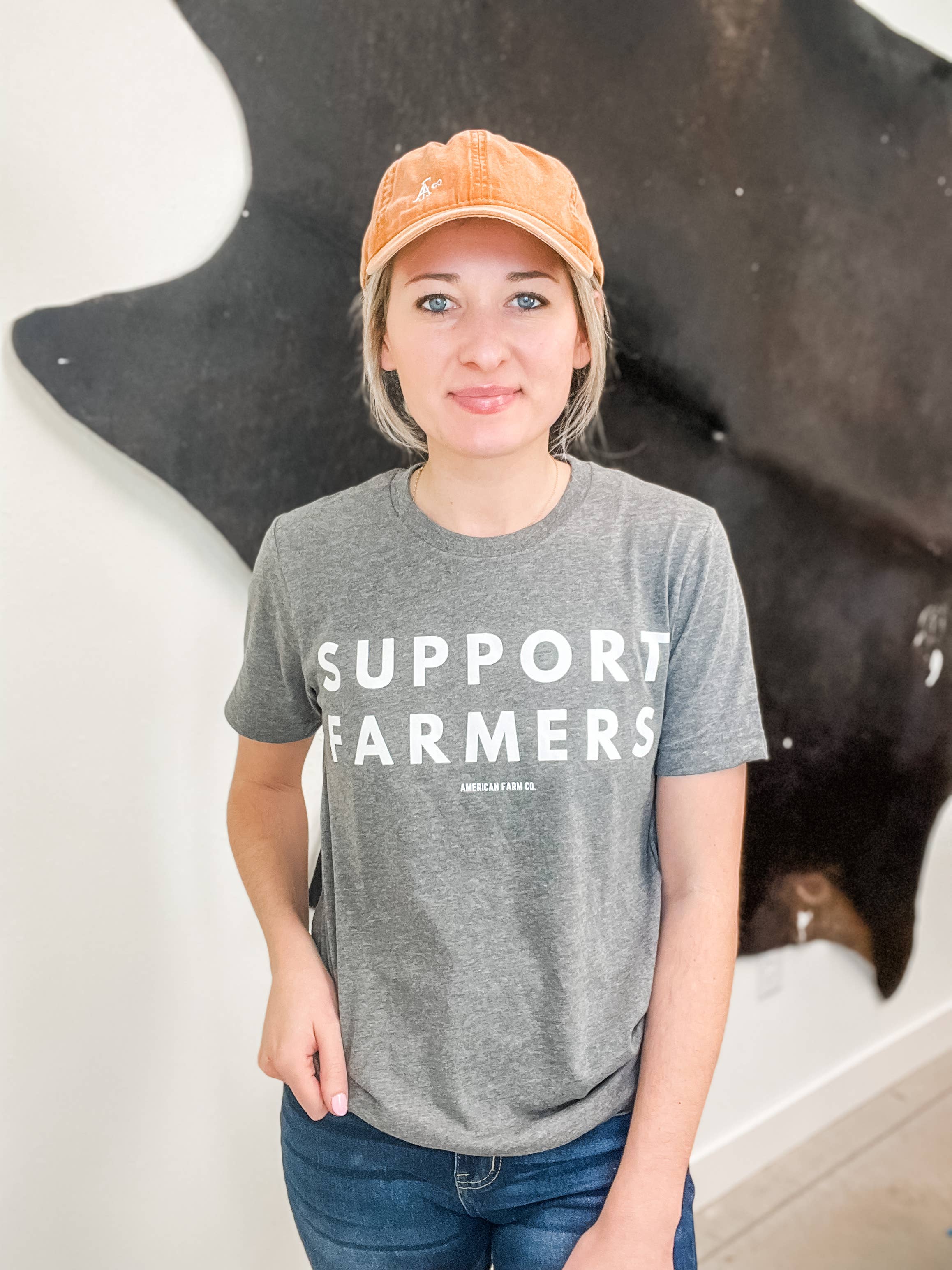 American Farm Company - Wholesale Screen Printed T-Shirt - Women's - Western Support Farmers Grey Graphic Tee1