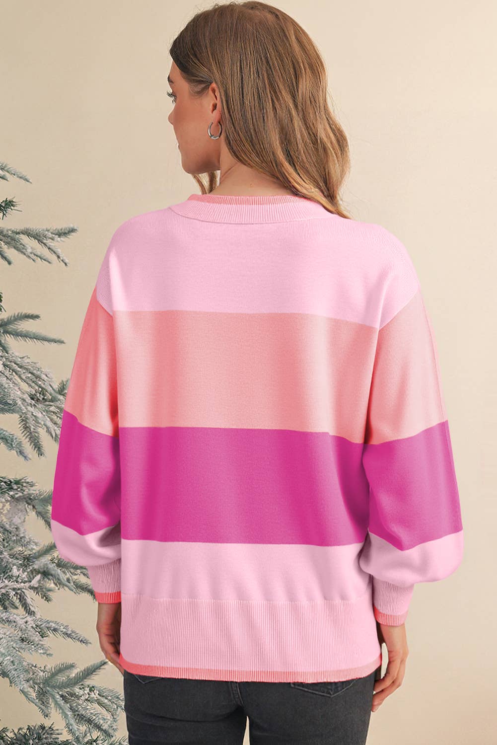 Aapparella - Wholesale Knit Sweater - Women's - HOLLY JOLLY Sequin Patch Colorblock Sweater | S-XL1