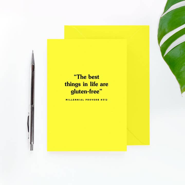 The Best Things In Life Are Gluten-Free - Funny Card for wholesale by Paper Plane