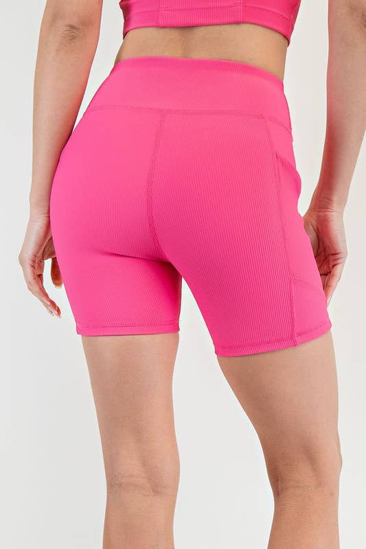 Sunday Morning – wholesale Träningsshorts – Dam – P7663PL37-PLUS SIZE SLIM FIT NYLON RIB 6IN BIKER28