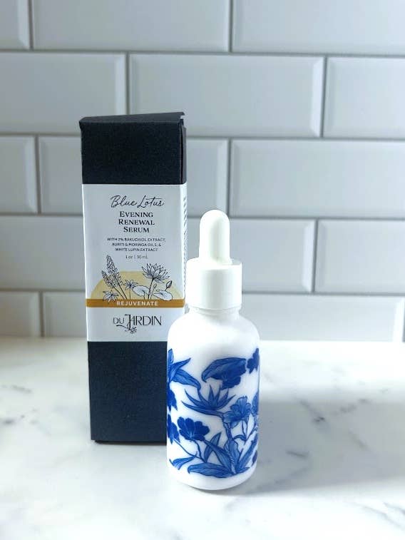Blue Lotus Evening Renewal Serum W Bakuchiol & White Lupin for wholesale by Du Jardin Beauty