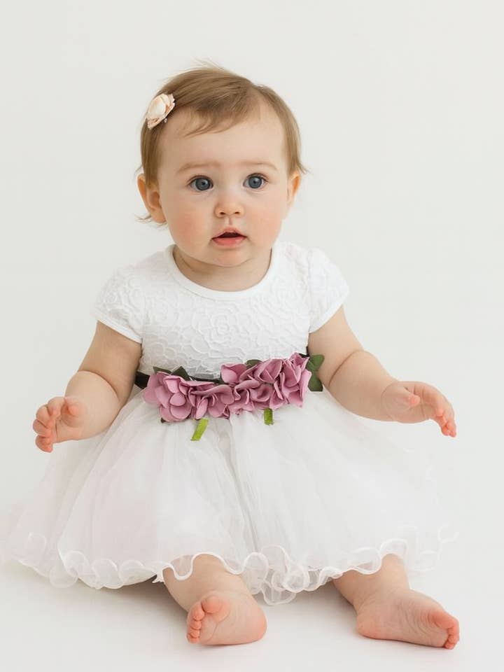 Fennco Styles - Wholesale Dress - Baby - White Lace Tulle Baby Flower Girl Dress 3