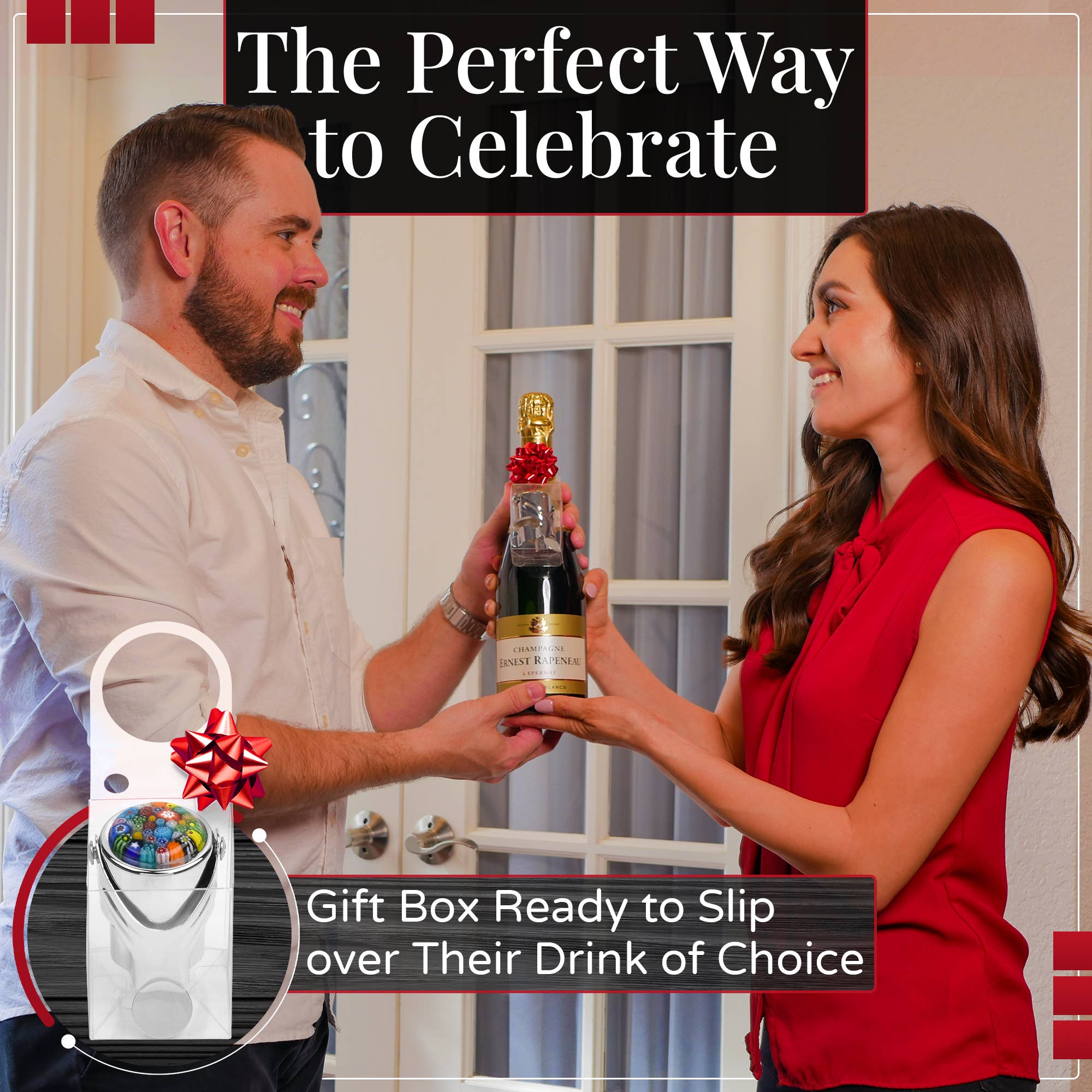 Evan James Designs - Vendita all'ingrosso Tappi per vino - Tappo per Champagne e Vino in Vetro Millefiori (Cromato)9