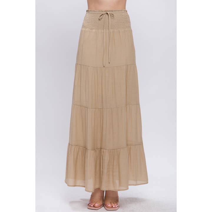 IVE - Wholesale Skirt - Women's - Smocked Maxi Skirt
