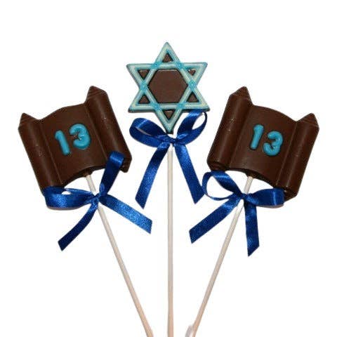 Sucette en chocolat pour l'allumage des bougies de la mitzvah pour la vente par Enjou Chocolat