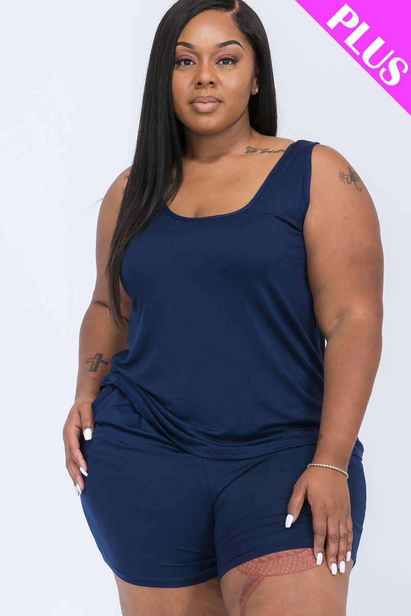 CAPELLA APPAREL – Großhandel Loungewear-Set – Damen – Plus bequemes Trägershirt & Shorts-Set5