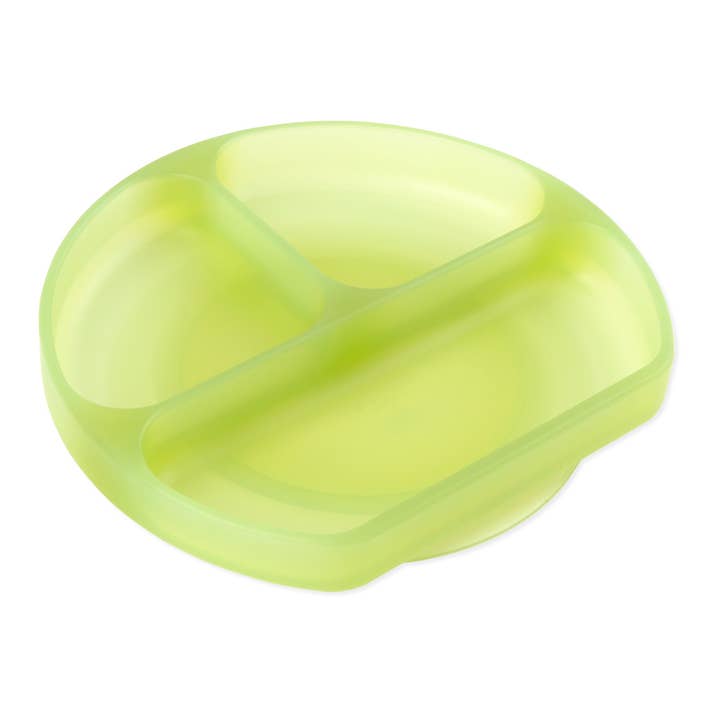 Plat à poignée en silicone : Green Jelly pour la vente par Bumkins