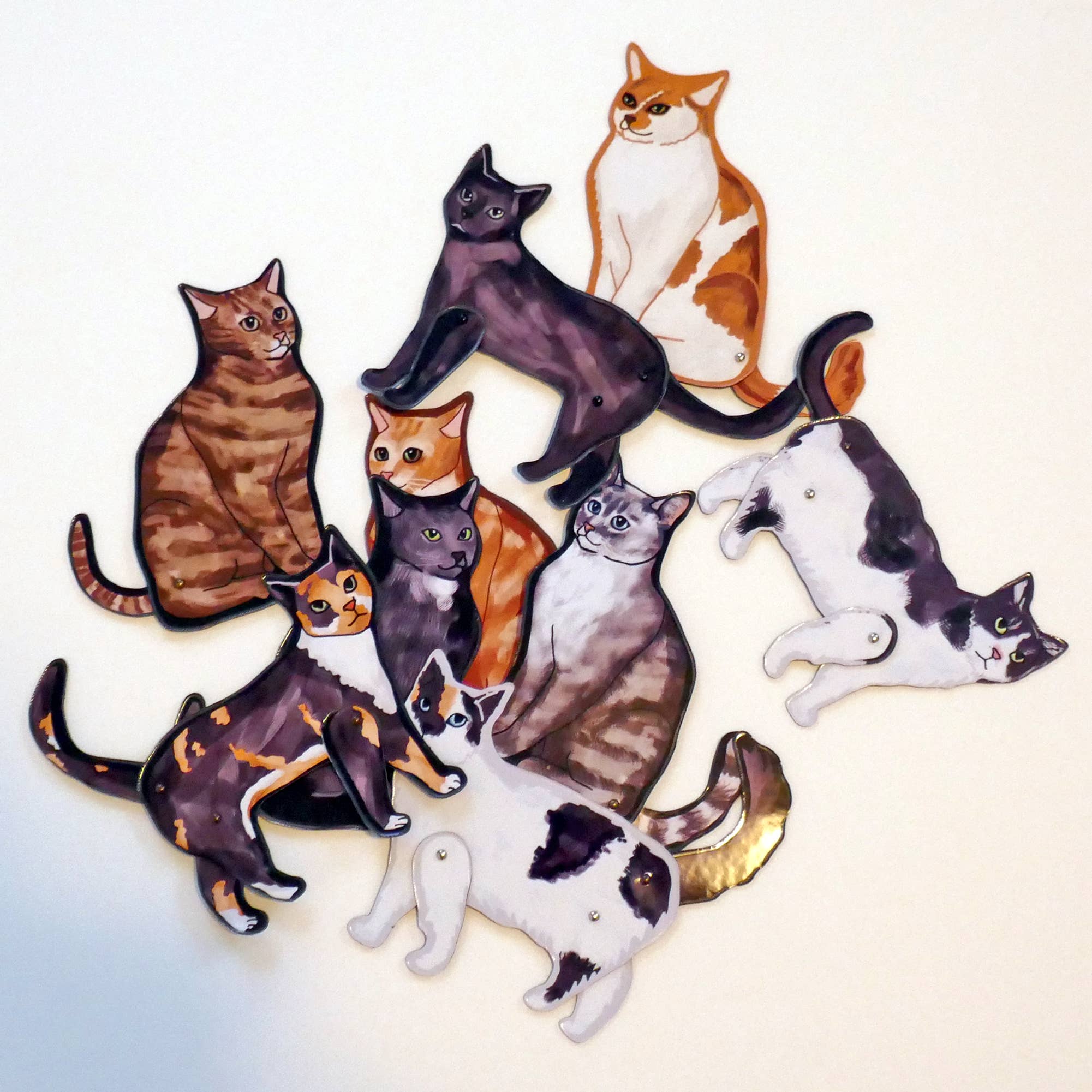 THE PAPER IDOLL – wholesale Magnet – Set of 3 Articulated Cats Fridge Magnets Cat Kitchen decor1