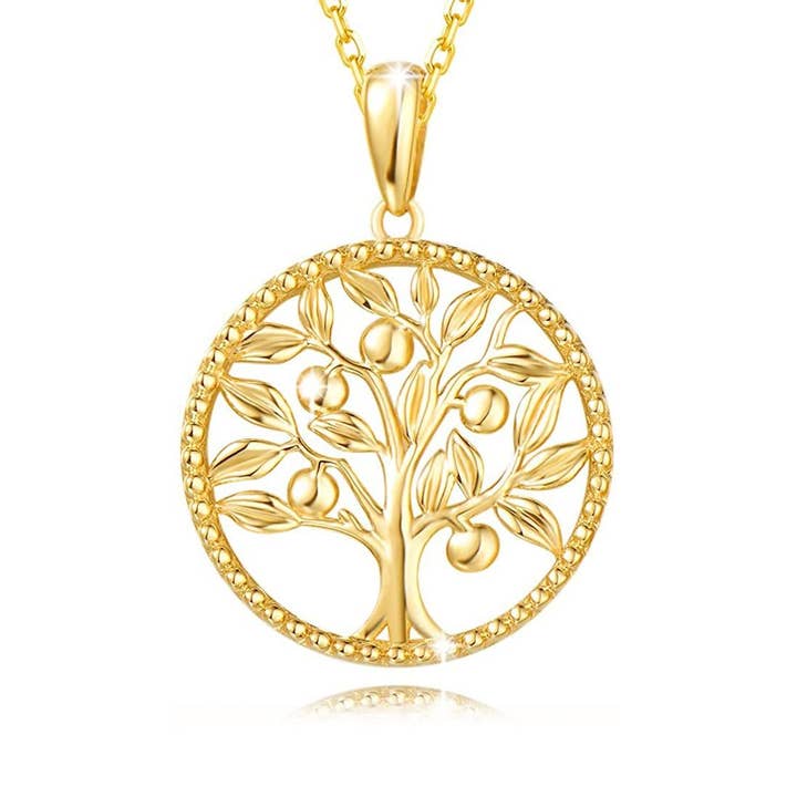 Collar FANCIME Tree of Life de oro amarillo macizo de 14 quilates para venta al por mayor de Fanci Me Jewelry