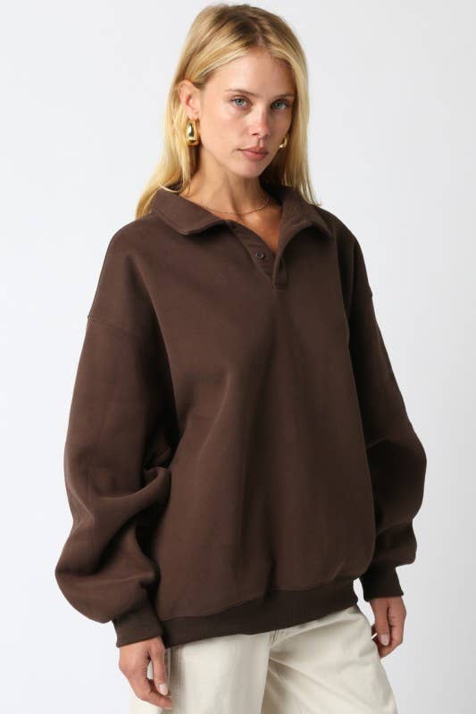 Olivaceous - Wholesale Knit Sweater - Women's - Julie Button Sweater5