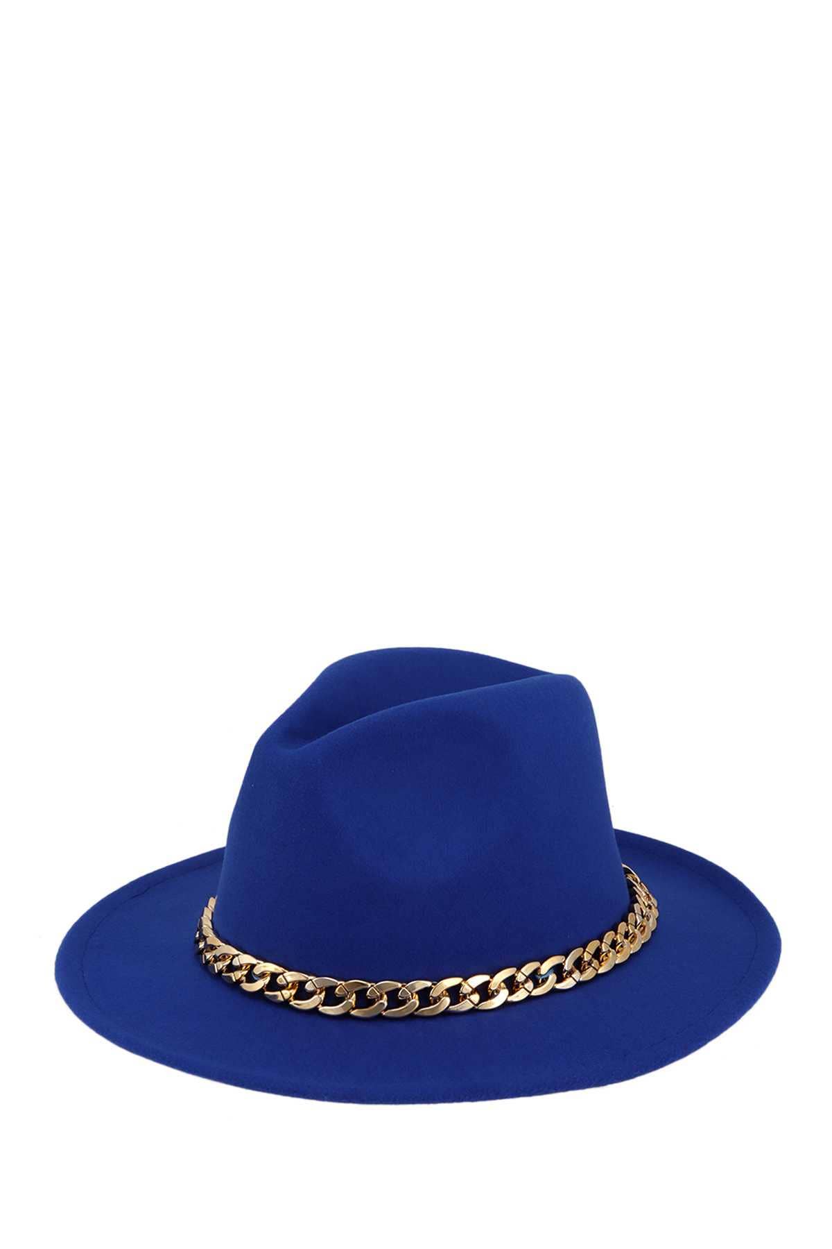 anbfashion - Wholesale Fedora - Women's - Cuban Chain Accent Fedora Hat 520210